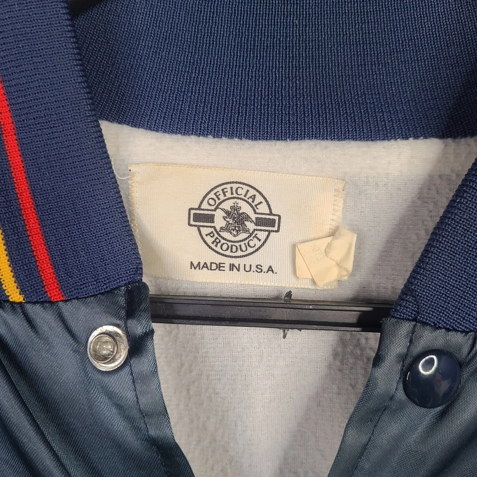 Vintage 80s Official Anheuser Busch Beer Employee Satin Varsity Jacket Sx 2XL - Image 3 of 4
