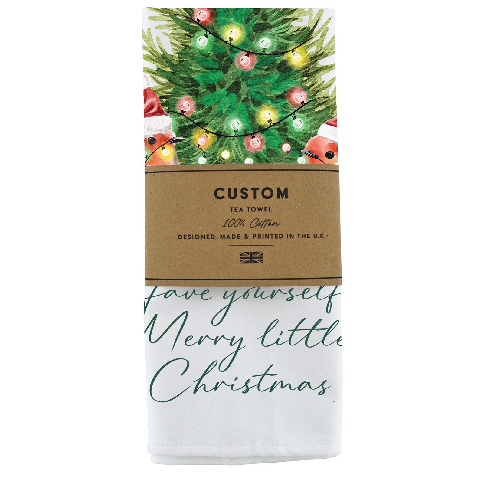 Merry Little Christmas Rockin' Robins Christmas Decorations Cotton Tea Towel