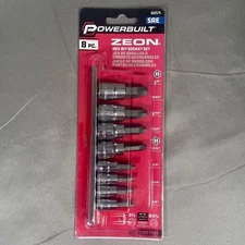 Powerbuilt ZEON 8pc SAE Hex Bit Socket Set Damaged Rounded Bolt Remover 642574
