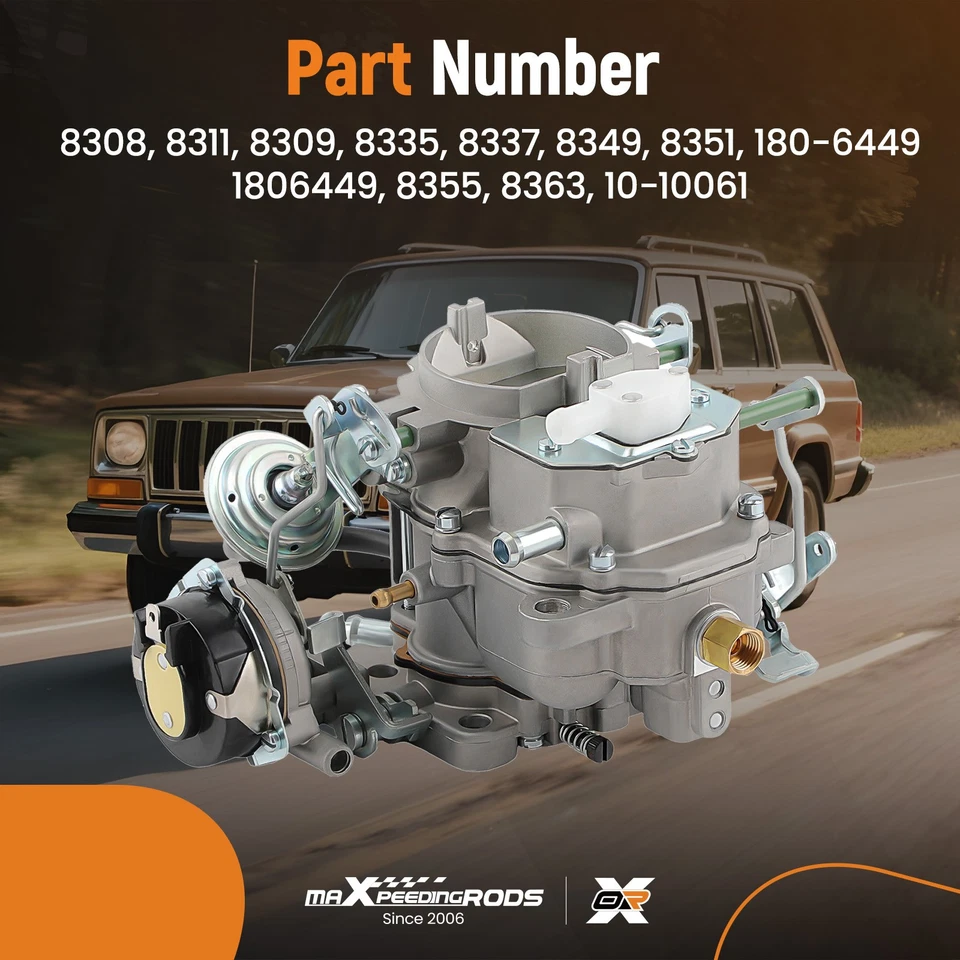 Carburador de 2 barriles carburador con junta para motor Jeep CJ BBD 6 CYL 4,2 L 258 CU 8363 Foto 3 de 4