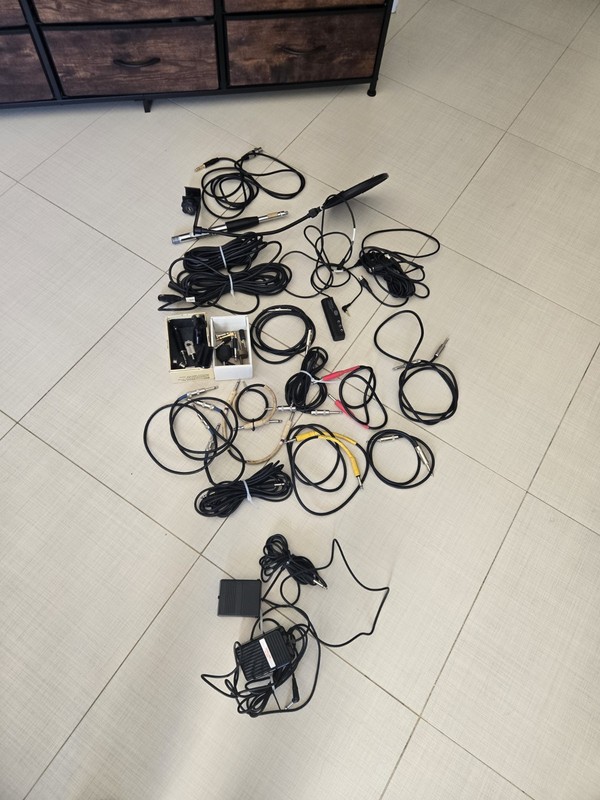 Misc Lot Of Instrument Cables Adapters Microphone Plus More