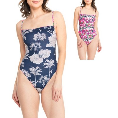 NWT Maaji Brittany Reversible One-Piece Swimsuit Floral Summer Womens Medium