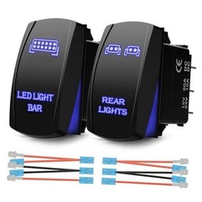 LED Light Bar & Rear Light Rocker Switches 5Pin Laser On/Off with Jumper Blue