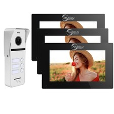 Wired Apartment Video Intercom System 3 Units 7 Inches Touch Monitor Wireless