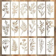 18Pcs Stencils for Painting on Wood Reusable Flower Stencils Paintings Crafts
