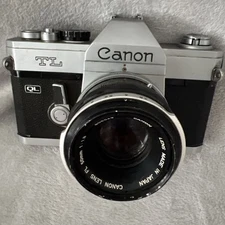 Canon TL QL 35mm SLR Film Camera with 50mm F/1.8 Fast Prime Lens