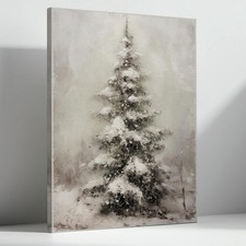 YQDEJ Pine Tree Wall Art Decor Gifts, Christmas Winter Scene Canvas Wall Decor A