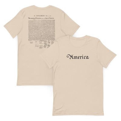 Fourth of July 250th Declaration of Independence T-Shirt, America, Black Text