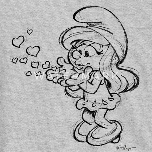 Loving Smurfette Blowing Kisses - The Smurfs Heartfelt Design Kids' Crewneck - Picture 2 of 4