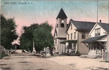 Postcard Main Street, Bayport, Long Island New York