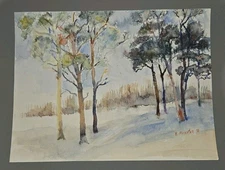 Vintage Original Watercolor Painting Landscape By Dr. Evelyn Huxster (deceased)