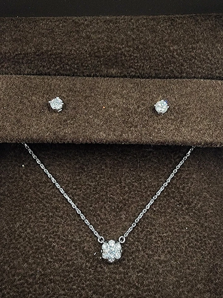 Jared Diamond Set GSI Certified 18K 10K White Gold Earrings Necklace 0.56ct tw - Image 4 of 4