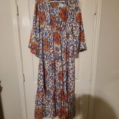 #ad #ad boemo Women#x27;s Floral Maxi Dress Multicolor XL Long Bell Sleeve MPN B630 $40.00