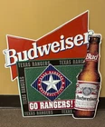 VINTAGE 1994 TEXAS RANGERS BUDWEISER LARGE TIN BASEBALL BAR SIGN RARE