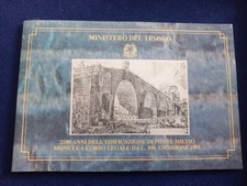 Ponte Milvio 1991  500  Lire Argento Italia FDC 15  Gr 835/1000