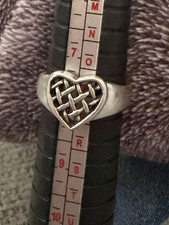 Vintage 925 Sterling Silver Ring Lattice Heart Size 7 745