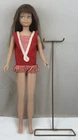 VINTAGE 1960's MATTEL BARBIE BRUNETTE STRAIGHT LEG SKIPPER DOLL W SWIMSUIT STAND