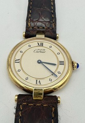 Vintage Must de Cartier Vendome Vermeil Quarz Uhr 30mm 590003 - Neue Batterie