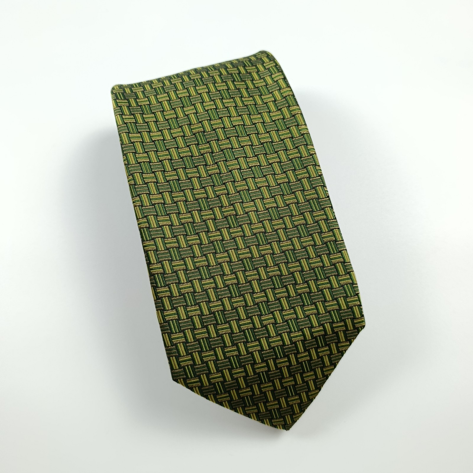 Cravatta Uomo MASSIMO DE VITO Seta Verde Oro Fantasia Geometrica image 8