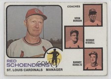 1973 Topps Red Schoendienst Vern Benson George Kissell Barney Schultz HOF 0u2j