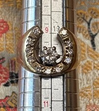 14K Yellow Gold Diamond Horseshoe Ring Heavy Statement Multi Diamond Ring Ranch