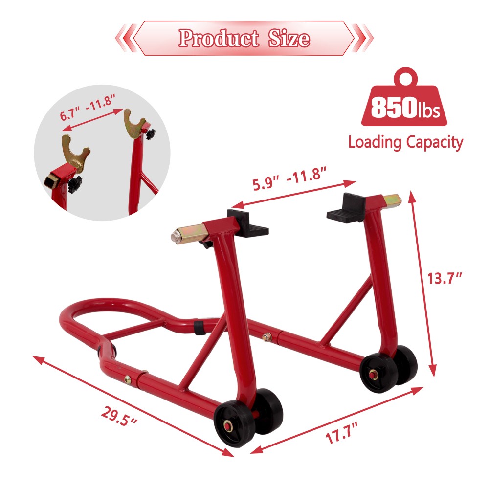 Motorcycle Stand 850LBS, Heavy Duty Rear Paddock Lift Adjustable Swingarm Spool