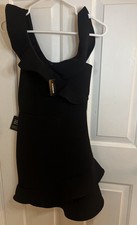 NWT EXPRESS OFF THE SHOULDER RUFFLE SHEATH DRESS sz XS Black