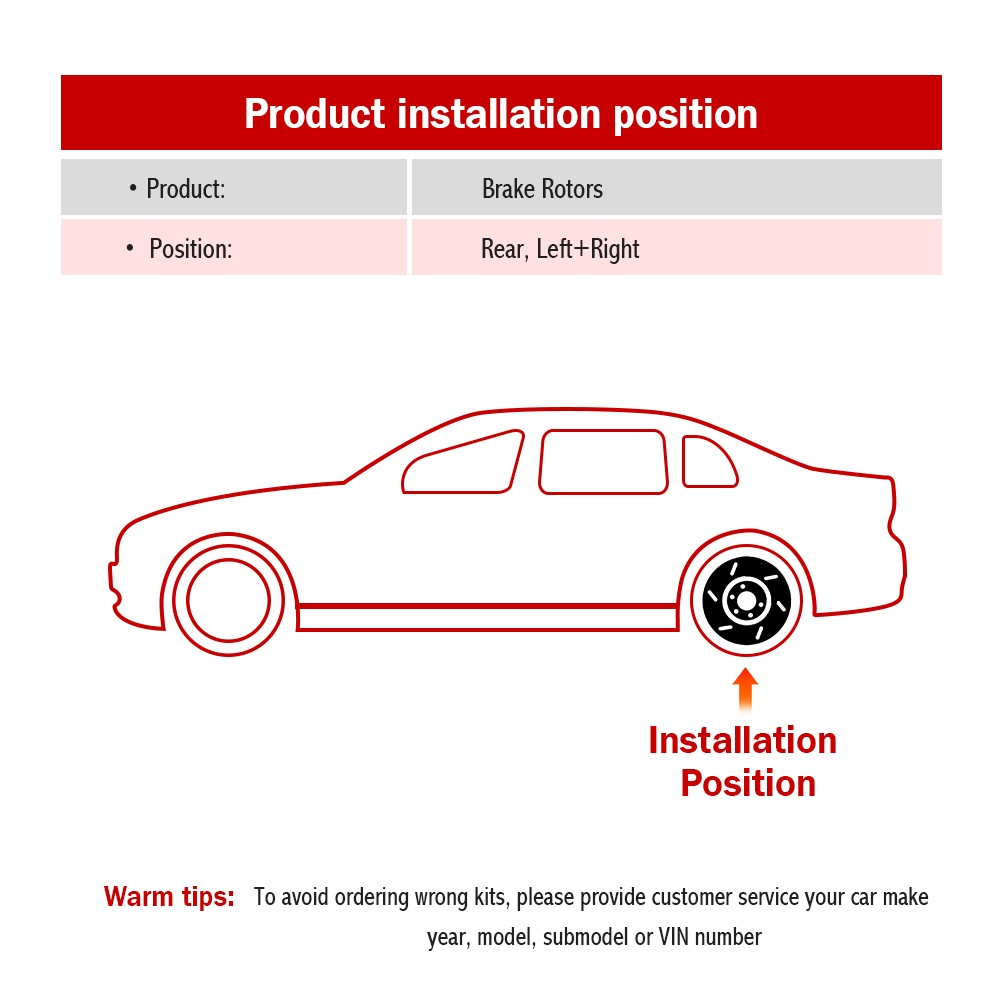 11.06 inch Rear Drilled  Brake Rotors Disc For 2016 2017 2018 Mazda CX-3