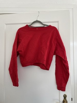 American Apparel Pullover Rot Crop Ca. Gr. S Baumwolle Made In USA Top Zustand