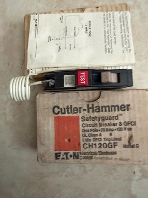 Cutler Hammer CH120GF  1 Pole 20 Amp Type C Ground Fault Circuit Breaker $/each