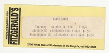 Naked Lunch 10/14/93 Houston TX Fitzgeralds Ticket Stub! Steely Dan Tribute Band