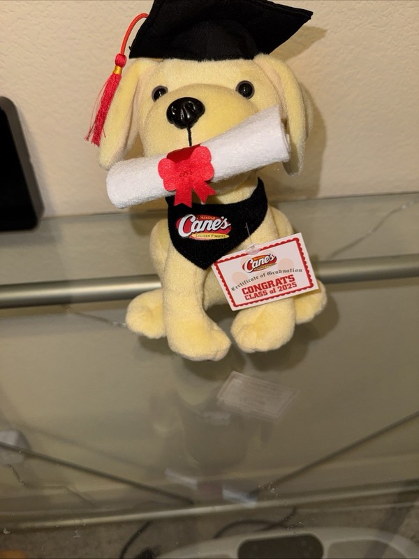 Raising Cane’s Grad Cane Plush Dog Class of 2025 Graduation Collectible NWT Rare