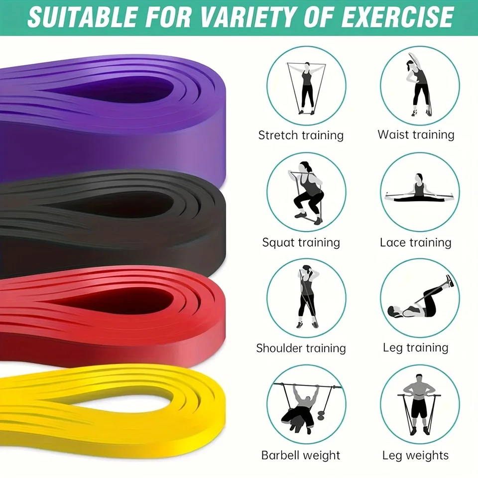 Juego de 4 bandas de resistencia, bandas elásticas de resistencia fitness, entrenador de yoga Foto 4 de 4