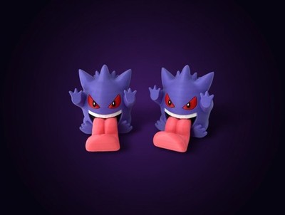 Gengar Pokemon 3D Printed Phone Holder Stand - Funny Tongue Desk Accessory