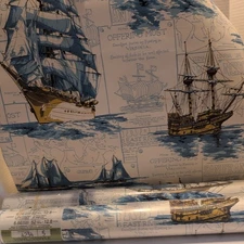 Vtg Waldec Vinyl Coated Pre-Pasted Wallpaper 1 Double Roll 4234 Maritime 2 New