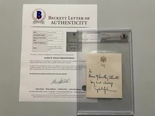 President Lyndon B. Johnson Signed Inscribed Bookplate BAS BECKETT LOA
