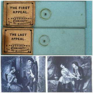 Antique Pair Of Microphotograph Microscope Slides. First & Last Appeal. Stovin.