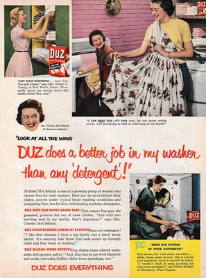 #ad 1953 Duz Detergent: Does a Better Job In My Washer Vintage Print Ad $7.50