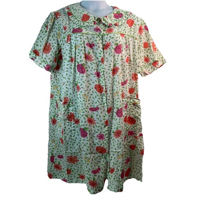 #ad Barrette Nightgown Womens 2X Floral Comfort Sleepwear Pearl Snap House Dress $17.49