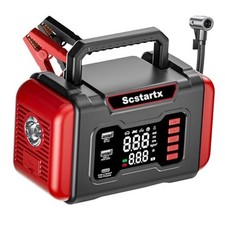 Portable Car Jump Starter Air Compressor, 4000A Peck 150 PSI Black and Red