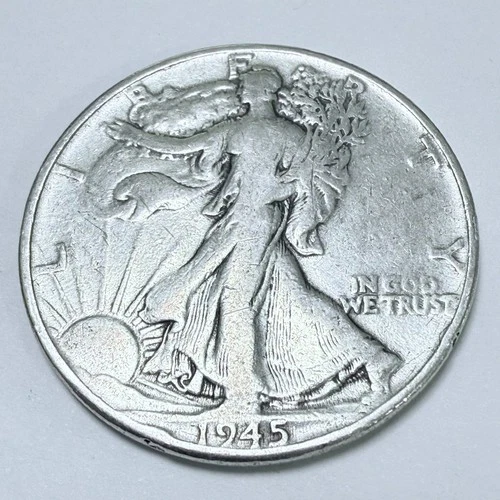 1945 50C Walking Liberty Half Dollar 90% Silver Fine Details #4556
