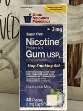 Nicotine Gum Polacrilex Gum USP 2 mg Sugar Free; 40 Pieces; Exp 07/27