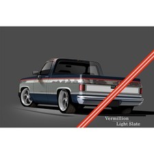 Vinyl 2-tone Vermillionlight Slate Paint Break Stripe Kit Chevygmc Truck 81-87