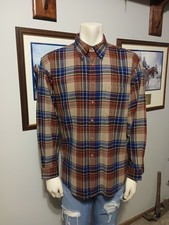 Excellent 100% Wool Pendleton Shirt Mens Large Blue Red Plaid Made In USA