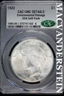 1922 Peace Dollar- Silver- CAC Unc Details- GSA Soft Pack- No Reserve #SLA878