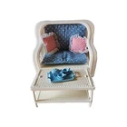1983 Mattel Barbie Dream Cottage White Wicker Loveseat Pull Out & Table Tea Set