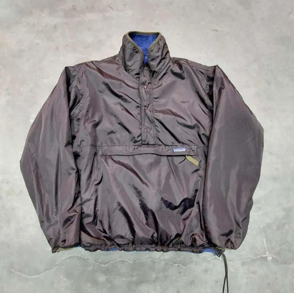 Pullover Vintage Años 90 Patagonia Glissade Púrpura Negro Teal Reversible Pila Profunda J Foto 3 de 4