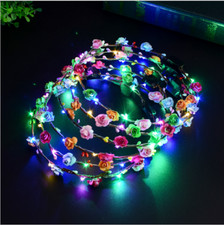 LED Flashing Flower Headband Garland Headdress Women Girls Hair Accessories