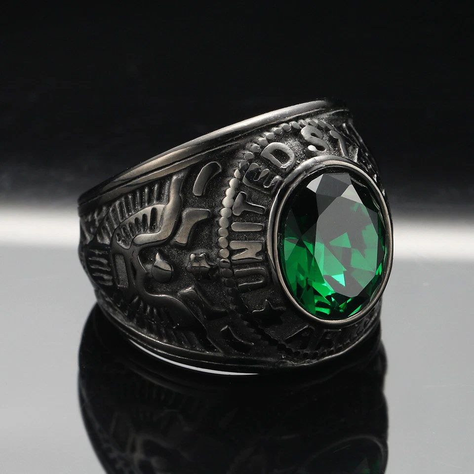 New Multicolor CZ United States Army Black Signet Ring Stainless Steel Size 7-13 - Image 2 of 4