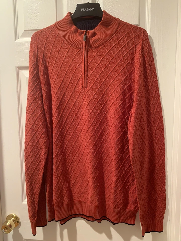 Suéter Jos A Bank Para Hombres Cuarto Cremallera Viajero Talla XLT XL Alto Naranja Nuevo con Etiquetas Foto 3 de 4